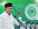 Wali Kota Bekasi Tri Adhianto memberikan sambutan pada Raker Sahabat MUI di Asrama Haji Kota Bekasi.