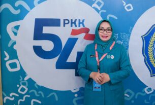 Ketua TP PKK Kota Bekasi Wiwiek Hargono menghadiri Puncak HKG PKK ke-54 Nasional di Makassar.